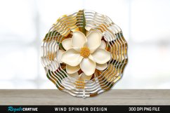 3D Gold Gardenia Flowers Wind Spinner Sublimation PNG Design Product Image 1