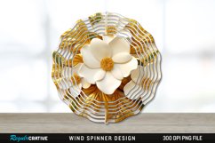 3D Gold Gardenia Flowers Wind Spinner Sublimation PNG Design Product Image 1