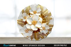 3D Gold Gardenia Flowers Wind Spinner Sublimation PNG Design Product Image 1