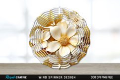 3D Gold Gardenia Flowers Wind Spinner Sublimation PNG Design Product Image 1