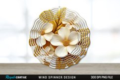 3D Gold Gardenia Flowers Wind Spinner Sublimation PNG Design Product Image 1
