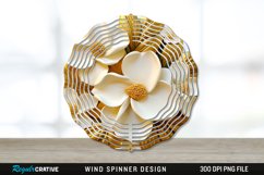 3D Gold Gardenia Flowers Wind Spinner Sublimation PNG Design Product Image 1
