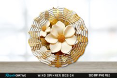 3D Gold Gardenia Flowers Wind Spinner Sublimation PNG Design Product Image 1