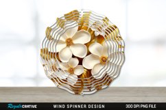 3D Gold Gardenia Flowers Wind Spinner Sublimation PNG Design Product Image 1