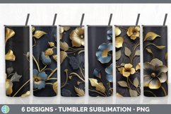 Bundle of six Black and Gold Morning Glories Tumbler designs.