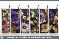 Bundle of six Black and Gold Petunias Tumbler designs.
