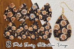 3D Gold Roses Pattern Earring teardrop sublimation design Product Image 1