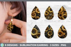 Bundle of six Black and Gold Sunflowers Teardrop Earrings designs.