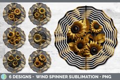 Bundle of six Black and Gold Sunflowers Wind Spinner designs.