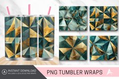3D Gold Teal Geometry Tumbler wrap Product Image 1