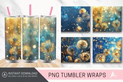 3D Golden And Blue Glitter Dandelions Tumbler wrap Product Image 1