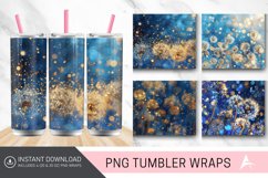 3D Golden And Blue Glitter Dandelions Tumbler wrap Product Image 1