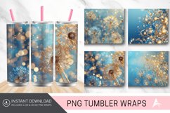 3D Golden And Blue Glitter Dandelions Tumbler wrap Product Image 1