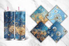 3D Golden And Blue Glitter Dandelions Tumbler wrap Bundle Product Image 3