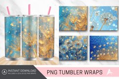 3D Golden And Blue Glitter Dandelions Tumbler wrap Product Image 1