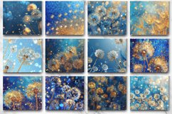 3D Golden And Blue Glitter Dandelions Tumbler wrap Bundle Product Image 2