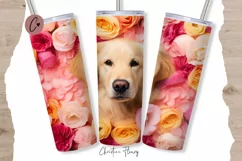 Spring Golden Retriever Flower Tumbler Wrap PNG Product Image 1