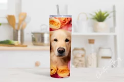 Spring Golden Retriever Flower Tumbler Wrap PNG Product Image 2