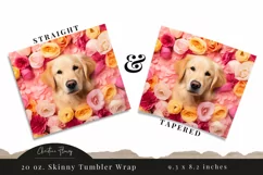 Spring Golden Retriever Flower Tumbler Wrap PNG Product Image 3