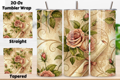 seamless graduation rose tumbler, vintage floral tumbler wrap, antique pink rose design, diploma motif tumbler wrap, 20oz skinny tumbler wrap, tapered seamless tumbler design, straight tumbler wrap png, graduation vintage floral design, seamless antique t