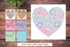 3D Grandmother Floral Heart SVG Mothers day card