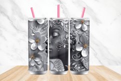 3D Gray Floral Black Woman Tumbler wrap Bundle Product Image 4