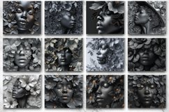 3D Gray Floral Black Woman Tumbler wrap Bundle Product Image 3
