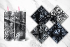 3D Gray Floral Black Woman Tumbler wrap Bundle Product Image 2