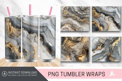 3D Gray White And Gold Alcohol Ink Tumbler wrap Product Image 1