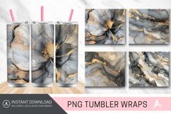 3D Gray White And Gold Alcohol Ink Tumbler wrap Product Image 1
