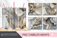 3D Gray White And Gold Alcohol Ink Tumbler wrap Product Image 1