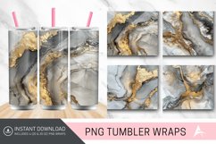 3D Gray White And Gold Alcohol Ink Tumbler wrap Product Image 1