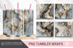 3D Gray White And Gold Alcohol Ink Tumbler wrap Product Image 1