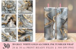 3D Gray White And Gold Alcohol Ink Tumbler wrap Bundle Product Image 1