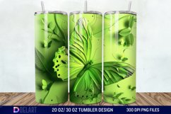 3D Green Butterfly Tumbler Wrap Product Image 1