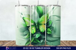 3D Green Butterfly Tumbler Wrap Product Image 1