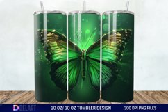 3D Green Butterfly Tumbler Wrap Product Image 1