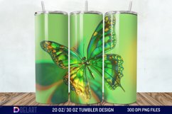 3D Green Butterfly Tumbler Wrap Product Image 1