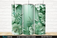 3D Green Flower 20/30oz Skinny Tumbler Product Image 1