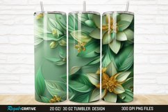 3D Green Flower 20/30oz Skinny Tumbler Product Image 1