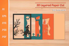 Halloween Pumpkin Witch - 3D Layered Paper Cut SVG Product Image 2