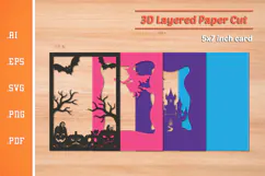 Halloween Card - 3D Layered Paper Cut SVG Product Image 2