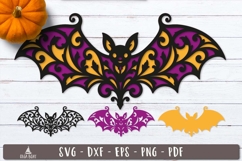 3d Halloween Bat Vintage Layered SVG design