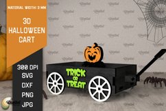 3D Halloween cart LaserCut. Spooky decor SVG. Trick or treat Product Image 1
