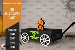 3D Halloween cart LaserCut. Spooky decor SVG. Trick or treat Product Image 1