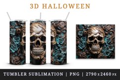 3d Halloween dark scary night forest horror trees skull flowers floral design wrap printable sublimation for 20 oz tumbler