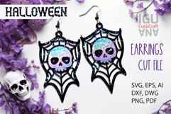 3d Halloween Earrings SVG and Jewelry Skull Earrings Silhouette