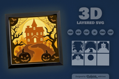 3D Halloween Haunted House Layered Papercut Product Image 3