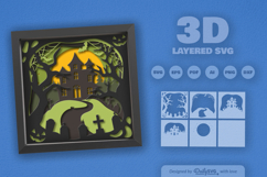 3D Halloween Haunted House Layered Papercut Product Image 1