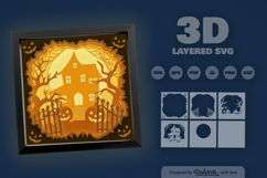 3D Halloween Haunted House Layered Papercut Product Image 3